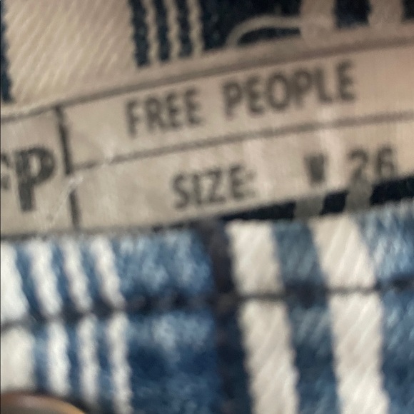 Free People Retro Blue and White Striped Denim Pants - Picture 2 of 5